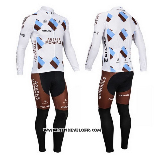 2013 Maillot Ciclismo Ag2r La Mondiale Marron Manches Longues et Cuissard